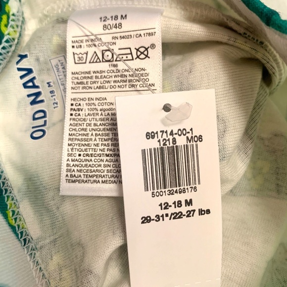 Old Navy Snug Fit Pajamas 12-18M PJs Baby Recycle Truck Short Sleeve New 2pc Set - Picture 7 of 8